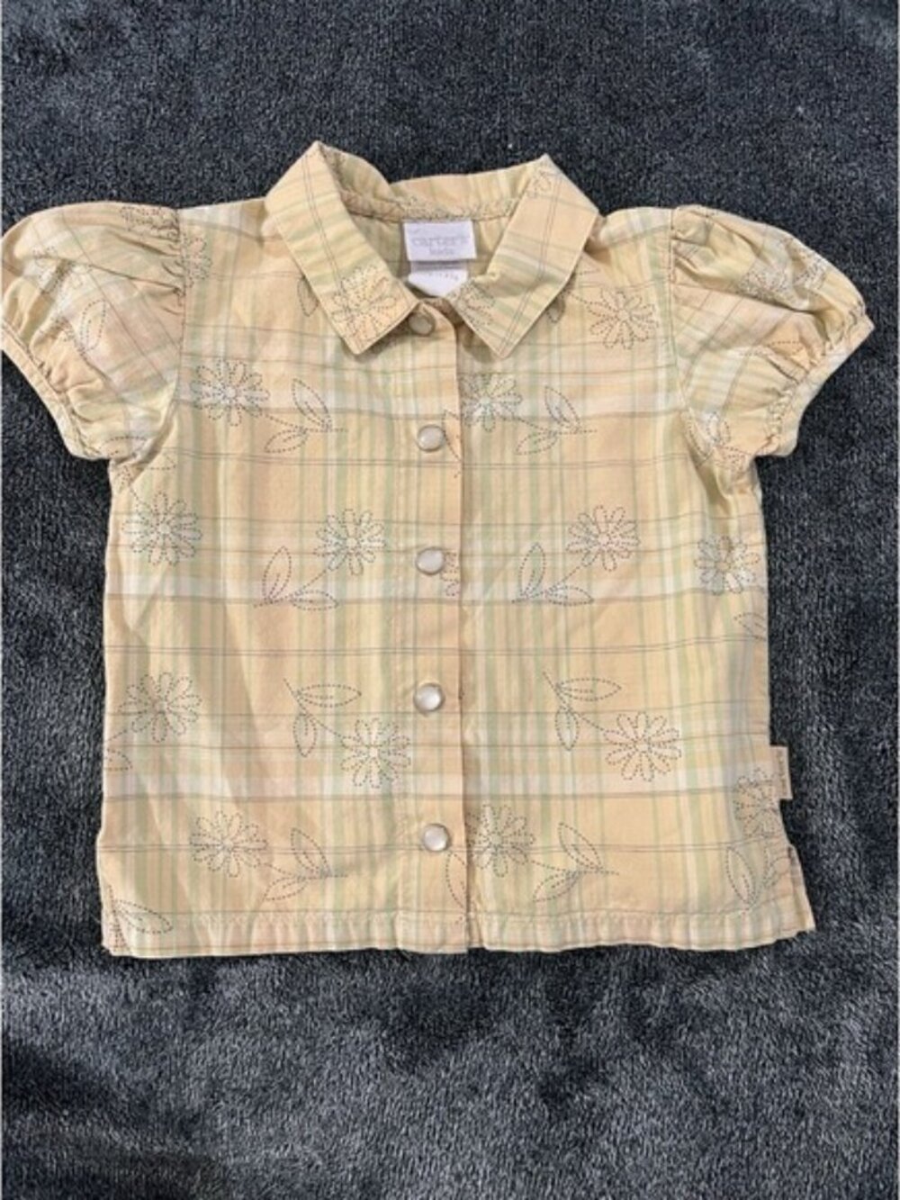 Carters‎ Vintage Toddler Girl Pearlsnap Yellow Top 12-18m